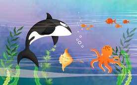 水底海洋海豚背景墙