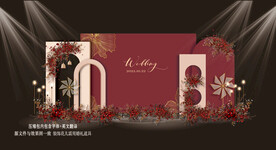 酒红色婚礼背景