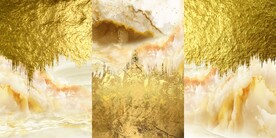 高端金色大理石三联画