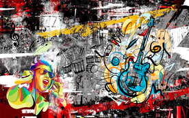 工装涂鸦音乐背景墙画