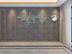 现代极简轻奢客厅沙发背景墙