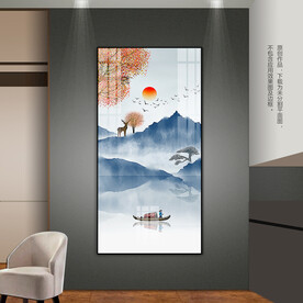新中式玄关装饰画远山图床头挂画