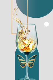 晶瓷画 高足酒杯