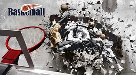 篮球涂鸦背景 工装背景墙