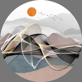 圆形山水玄关装饰画