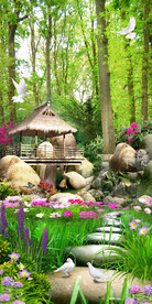 林中小屋风景玄关背景墙