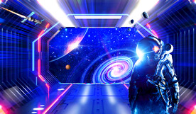 3d宇航员太空舱背景墙