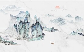 大理石爵士白山水国画电视背景墙