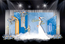 蓝橙色泰式婚礼背景