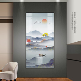 新中式水墨山水玄关装饰画挂画