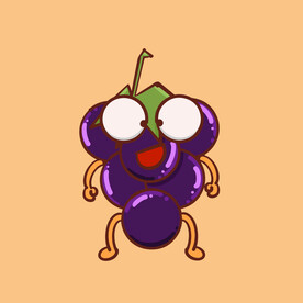 卡通葡萄水果插画设计