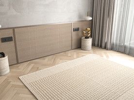 新中式卧室背景墙家具3D空景