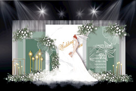 白绿色韩式婚礼效果图
