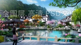 假山叠水古建园林