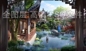 园林景观水池效果图