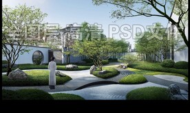 日式枯山水效果图