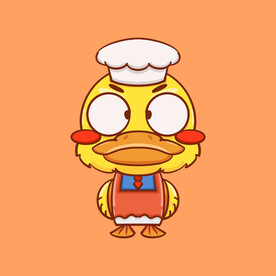 卡通鸭子厨师插画设计