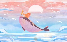 手绘鲸鱼儿童壁画