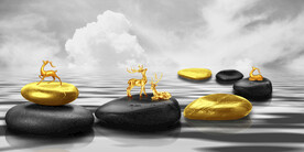 晶瓷画 山水风景 石头