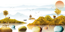 晶瓷画 山水风景 石头