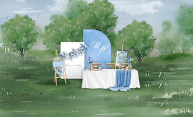 蓝白色户外签到区