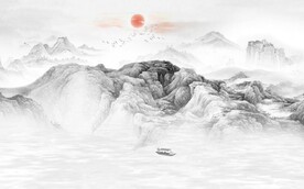 中式水墨山水国画电视背景墙