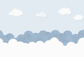 卡通白云儿童房背景墙纸B款
