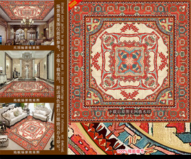 中国红几何拼花装饰图案设计