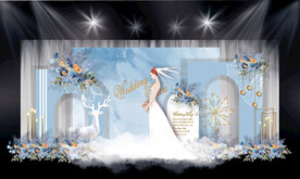 蓝色简约婚礼背景