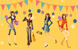 美女服装走秀背景墙