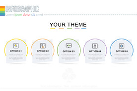 商务PPT五个分项信息图表流程