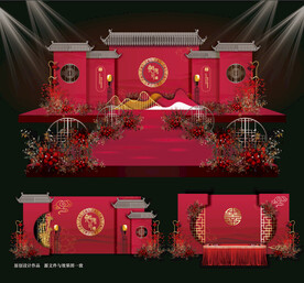 红色新中式婚礼效果图