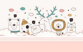 手绘卡通动物壁画