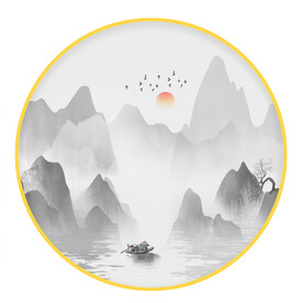圆形画 中式山水画