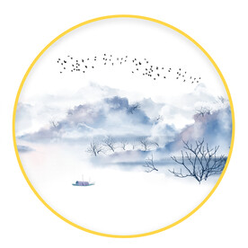圆形画 中式山水画
