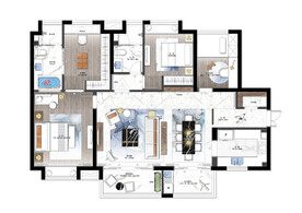 轻奢风格彩平素材PSD