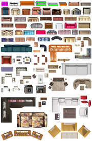 高清沙发彩平素材PSD