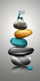 装饰画 石头 麋鹿