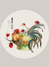 新中式吉祥如意雄鸡装饰画