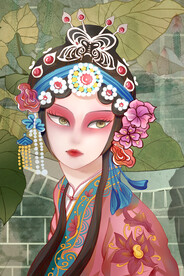 装饰画 美女戏子