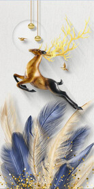 装饰画 羽毛 麋鹿