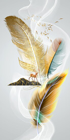 装饰画 羽毛 麋鹿 线条