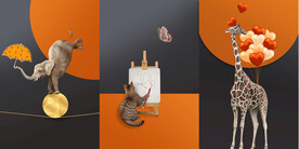 装饰画 抽象画 大象 长颈鹿