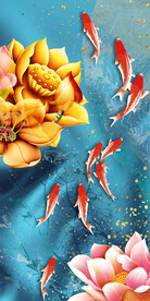 装饰画 荷花 鱼