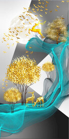 装饰画 抽象画 线条 麋鹿