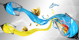 装饰画 抽象画线条 高足酒杯