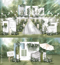白绿韩式户外婚礼