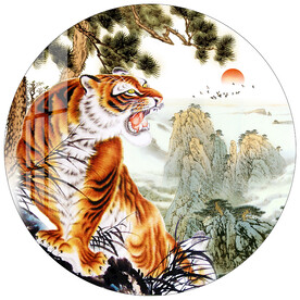 松岭雄风猛虎下山圆形装饰画