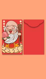 手绘国潮福星红包设计