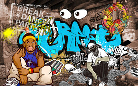 个性涂鸦街头工装背景墙